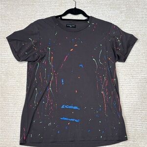 NWOT Michael Lauren Roman Tee Medium in Onyx and Neon Splatter